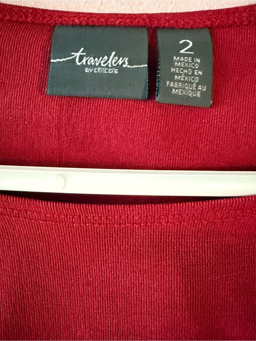 Chico's Rich Red Scoop Neck Long Sleeve Top - Picture 3 of 4